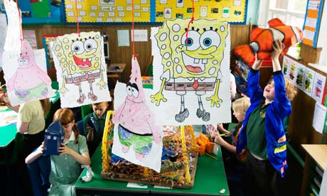 Children at St Mary’s primary in Leith are surrounded by artefacts relating to SpongeBob